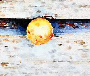 Stylized sun and clouds