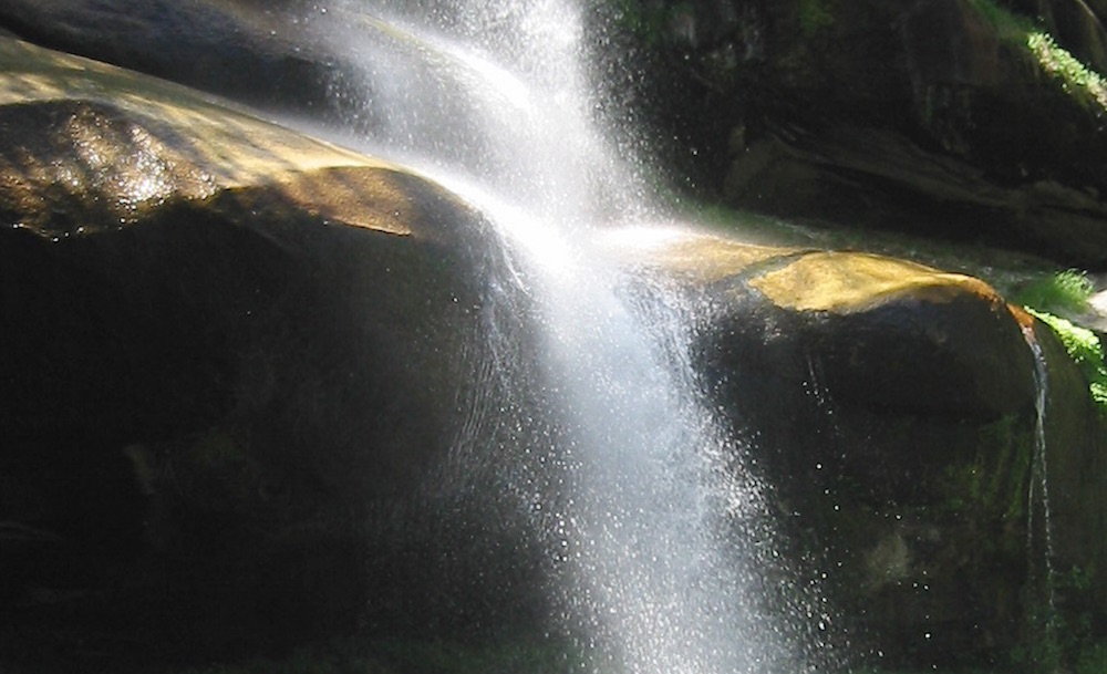 Waterfall photo with shadows and splashes - Sierra Nevada