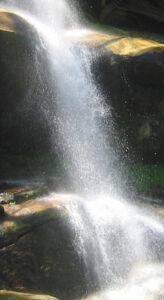 Waterfall photo with splashes