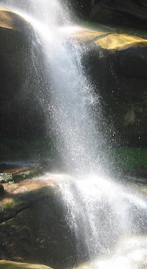 Waterfall photo with splashes