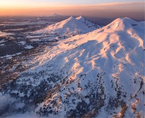 Mountain snow says "Hey Humans" about climate change.